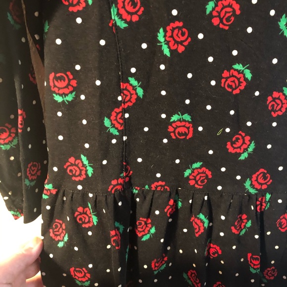 Vintage 80s Pencil Skirt Rose Printed Dress - Picture 3 of 5